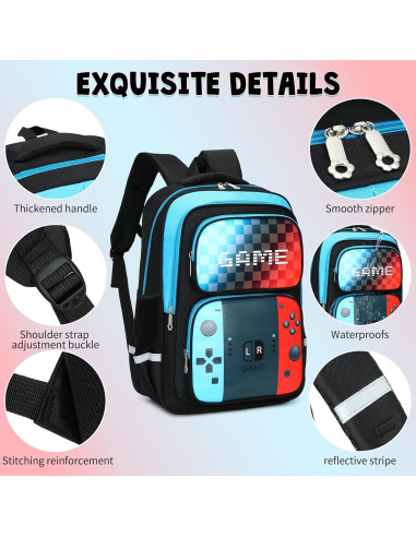 Mochila Escolar Niños Azul y Rojo 26.88L Impermeable