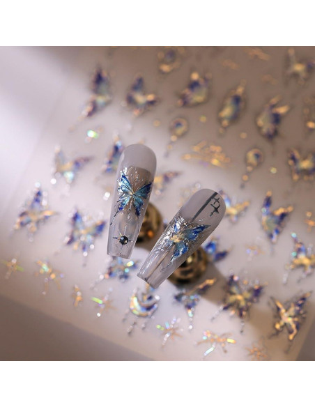 Calcomanías de Uñas 5D Mariposa Azul CTTHNBD - 1 Hoja Calcomanías de Uñas 5D Mariposa Azul CTTHNBD - 1 Hoja
