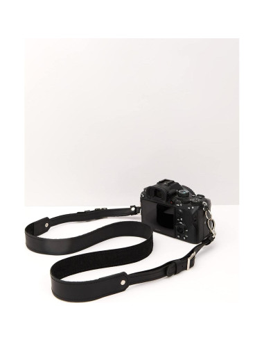Correa de cámara de cuero personalizada Jungle Gifts - Negro