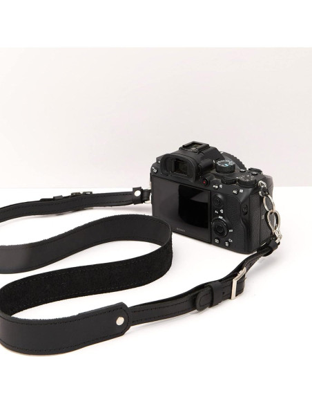 Correa de cámara de cuero personalizada Jungle Gifts - Negro Correa de cámara de cuero personalizada Jungle Gifts - Negro