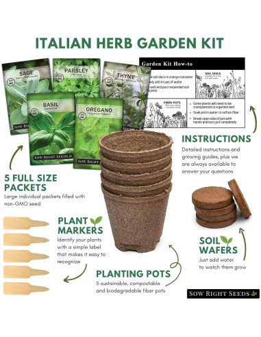 Kit de Jardín de Semillas de Hierbas Italianas Sow Right Seeds