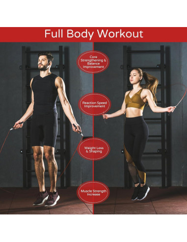 Cuerda de Salto Rápida Huhloch 299.72 cm Ajustable para Fitness