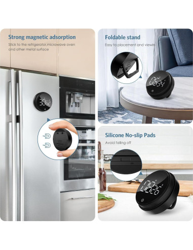 Temporizador Digital Magnético Ankilo KA104B, 99 Minutos, Negro