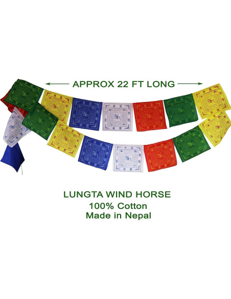Banderas de Oración Tibetanas Nervana - Algodón Premium 25 Piezas Banderas de Oración Tibetanas Nervana - Algodón Premium 25 Piezas