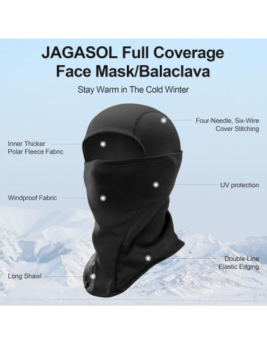 Pasamontañas JAGASOL Negro Adulto UV Invierno Verano