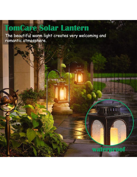 Linterna Solar TomCare de Metal con Llama Parpadeante - 2 Pzas Bronce Linterna Solar TomCare de Metal con Llama Parpadeante - 2 Pzas Bronce
