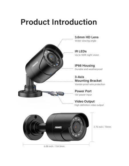 Cámara de Seguridad ANNKE 4 Pack 1080P IP66 Visión Nocturna Cámara de Seguridad ANNKE 4 Pack 1080P IP66 Visión Nocturna