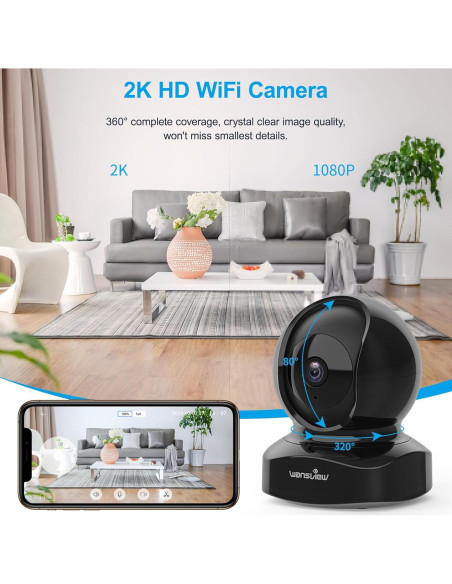 Cámara de Seguridad Wansview Q5 3MP WiFi 360 Interior Cámara de Seguridad Wansview Q5 3MP WiFi 360 Interior