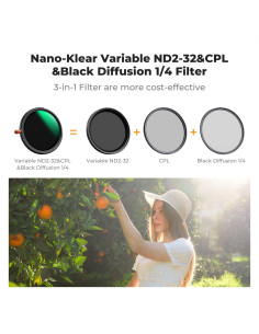 Filtro Circular K&F Concept 55mm ND Variable 2-32 y CPL 2
