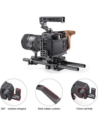 Soporte de Lente Largo SmallRig 15mm Ajustable para DSLR