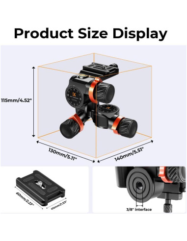 Trípode de Video K&F Concept 211cm para DSLR con Cabezal 3 Vías