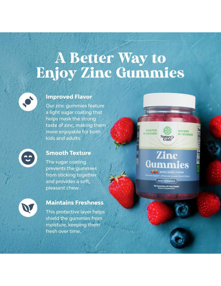 Gomitas de Zinc Natures Craft 120 Masticables 50mg Gomitas de Zinc Natures Craft 120 Masticables 50mg