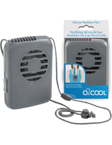Ventilador de Collar O2COOL, Batería, Paquete de 2, Gris