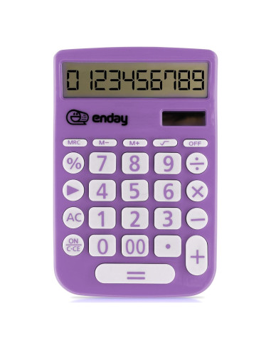 Calculadora Básica Enday 12 Dígitos Solar Púrpura