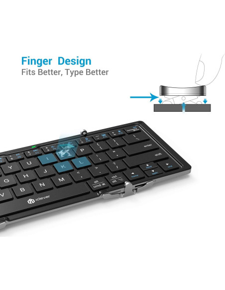 Teclado Bluetooth Plegable iClever BK03, Ultra Delgado, USB-C Teclado Bluetooth Plegable iClever BK03, Ultra Delgado, USB-C