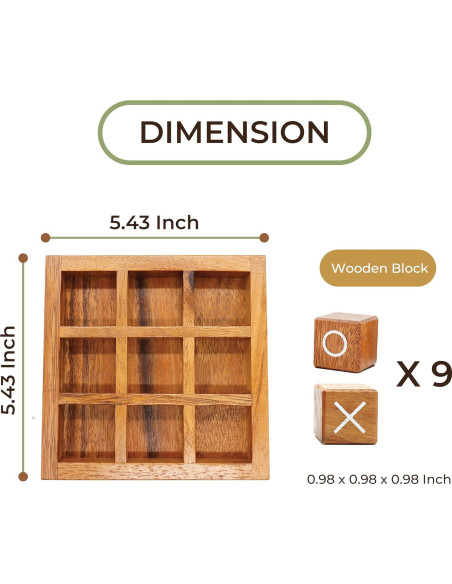 Juego de Tres en Raya de Madera BSIRI 14x14 cm - Ideal para Niños y Adultos Juego de Tres en Raya de Madera BSIRI 14x14 cm - Ideal para Niños y Adultos