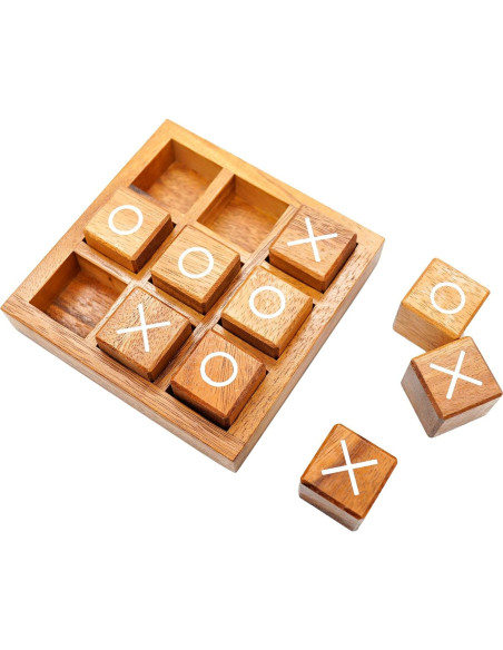 Juego de Tres en Raya de Madera BSIRI 14x14 cm - Ideal para Niños y Adultos Juego de Tres en Raya de Madera BSIRI 14x14 cm - Ideal para Niños y Adultos
