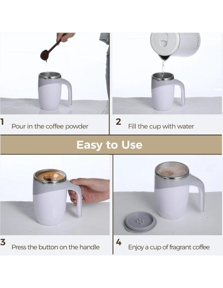 Taza de café auto mezcladora Lnrueg 393.7ml 2 piezas Taza de café auto mezcladora Lnrueg 393.7ml 2 piezas