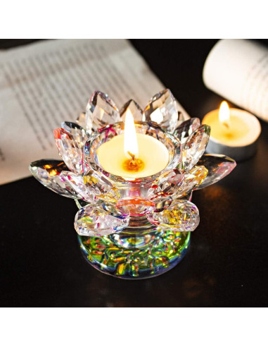 Soporte de Vela de Loto de Cristal Colorido H&D 11.43cm