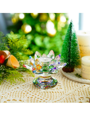 Soporte de Vela de Loto de Cristal Colorido H&D 11.43cm
