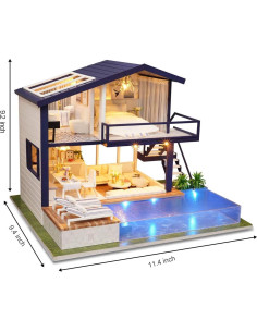 GuDoQi Kit Casa de Muñecas Miniatura DIY 1:24 con Música 2