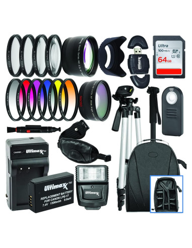 Kit de Accesorios Ultimaxx para Canon EOS Rebel T7i y más
