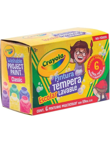Pinturas de Dedos Lavables Crayola 6 Colores 59ml No Tóxicas Pinturas de Dedos Lavables Crayola 6 Colores 59ml No Tóxicas