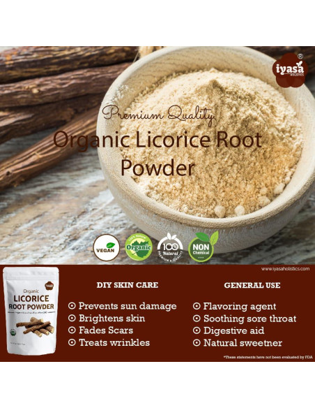Polvo de raíz de regaliz orgánico Iyasa 113 g - Expectorante natural Polvo de raíz de regaliz orgánico Iyasa 113 g - Expectorante natural