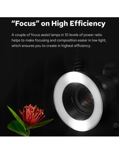 Flash Anular LED Macro Godox MF-R76 76Ws 660 Flashes Canon Nikon Sony