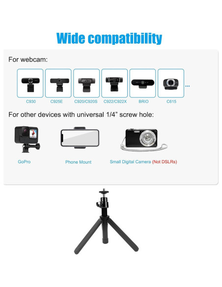 Trípode Mini Ajustable Khazylorr para Webcam y Cámara Trípode Mini Ajustable Khazylorr para Webcam y Cámara