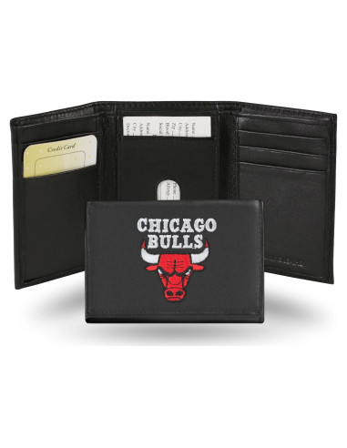 Cartera Trifold de Cuero Genuino Rico Industries NBA Chicago Bulls