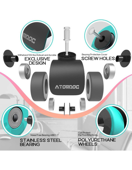 Ruedas de Caster ATOMDOC 5 para Sillas de Oficina 5.08 cm Ruedas de Caster ATOMDOC 5 para Sillas de Oficina 5.08 cm