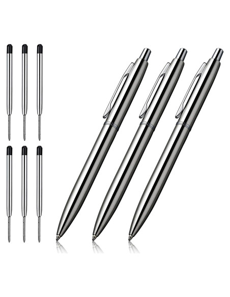 Bolígrafos Retráctiles ChaoQ de Metal 3 Pcs Tinta Negra 1.0mm Bolígrafos Retráctiles ChaoQ de Metal 3 Pcs Tinta Negra 1.0mm