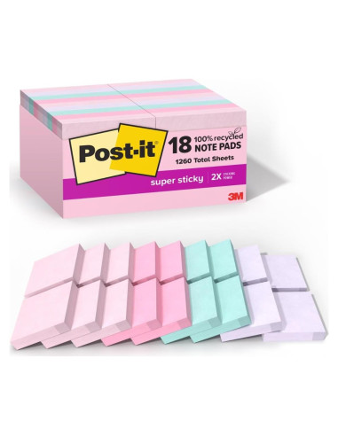 Notas Adhesivas Post-it Super Sticky 100% Recicladas 18 Blocs
