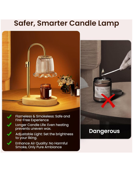 Lámpara Calentadora de Velas Glarepo Dorada con Temporizador Lámpara Calentadora de Velas Glarepo Dorada con Temporizador