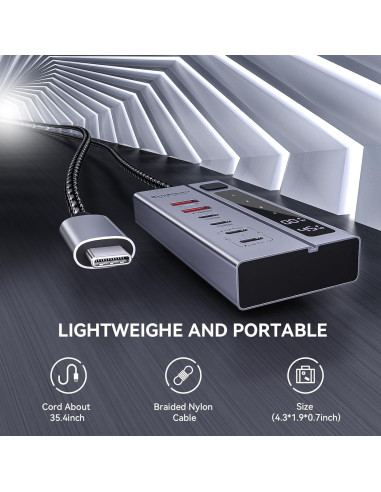 Hub USB C Minisopuru 6 en 1 con Adaptador 72W