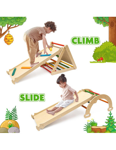 Set de Escalada Montessori WOOD CITY Triángulo Pikler 7 en 1