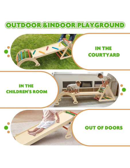 Set de Escalada Montessori WOOD CITY Triángulo Pikler 7 en 1 Set de Escalada Montessori WOOD CITY Triángulo Pikler 7 en 1