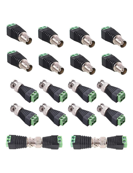 Adaptador BNC a Cat5e Sin Soldadura - 10 Macho y 10 Hembra Adaptador BNC a Cat5e Sin Soldadura - 10 Macho y 10 Hembra