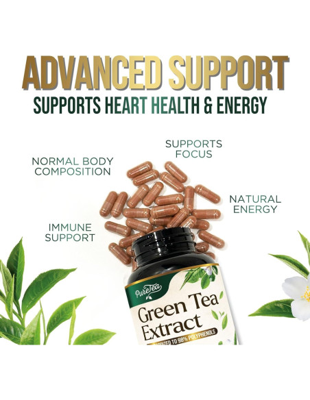 Cápsulas de Extracto de Té Verde 1000mg PureTea - 60 Unidades Cápsulas de Extracto de Té Verde 1000mg PureTea - 60 Unidades