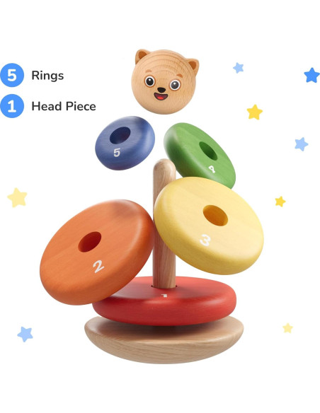 Juguete Apilador de Madera Bimi Boo Arcoíris 5 Anillos Juguete Apilador de Madera Bimi Boo Arcoíris 5 Anillos