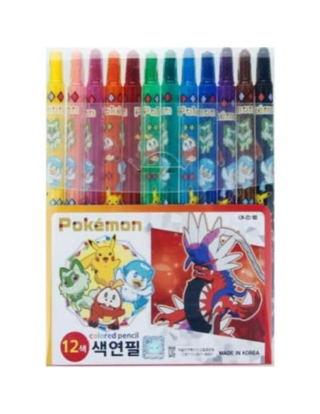 Conjunto de Lápices de Colores Pikachu 12 Crayones Giratorios Conjunto de Lápices de Colores Pikachu 12 Crayones Giratorios