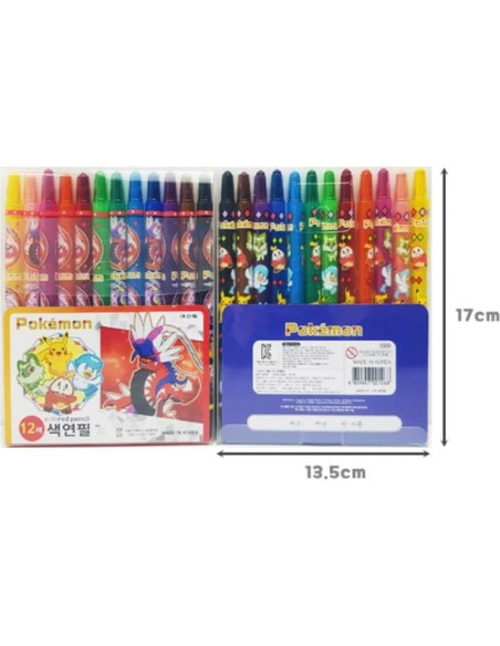 Conjunto de Lápices de Colores Pikachu 12 Crayones Giratorios Conjunto de Lápices de Colores Pikachu 12 Crayones Giratorios