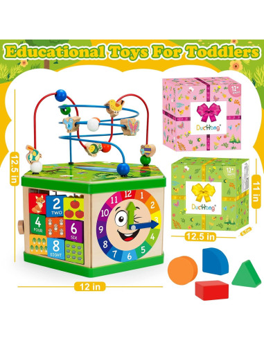Cubo de Actividad de Madera Duchong 7-en-1 Verde