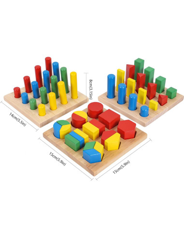 Juguete Educativo de Madera TOWO 8 en 1 Formas y Fracciones