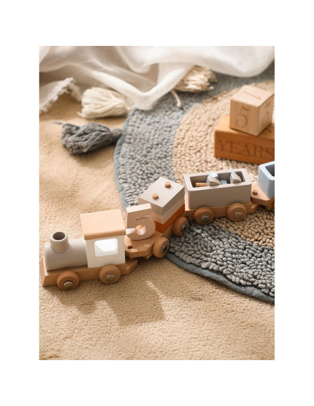 Juguete de tren de madera Boss - Apilamiento y clasificación 1-3 años Juguete de tren de madera Boss - Apilamiento y clasificación 1-3 años