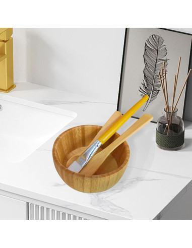 Juego de Cuencos de Madera para Máscara Facial HLYYCC - 4 Piezas