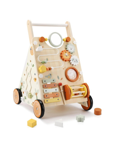Andador de Madera para Bebés Pithfor con Juguetes Educativos
