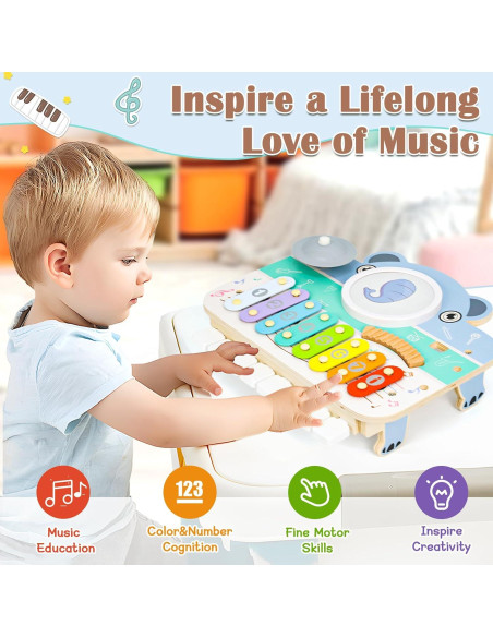 Xilófono Musical de Madera YGJT 6-en-1 para Bebés 1-3 Años Xilófono Musical de Madera YGJT 6-en-1 para Bebés 1-3 Años