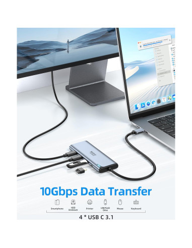 Hub USB C Selore&S-Global 5 en 1 4K 60Hz Doble Monitor